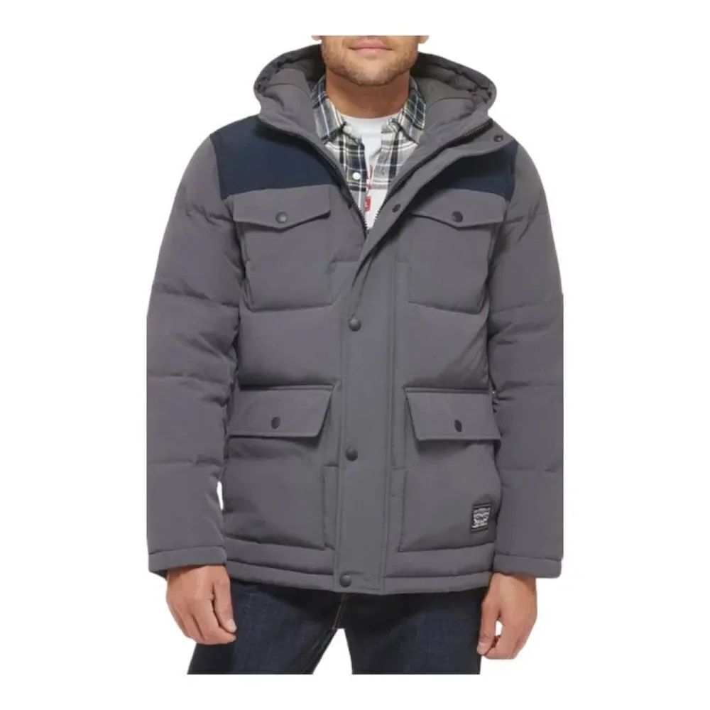 Levi's men’s Arctic Cloth Heavyweight Parka Jacket grey/navy size XL NWOT